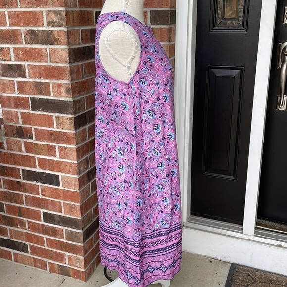 J. Jill Vibrant Pink and Purple Patterned Midi Dress - Picture 3 of 9